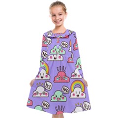 Cloud Seamless Pattern Kids  Midi Sailor Dress