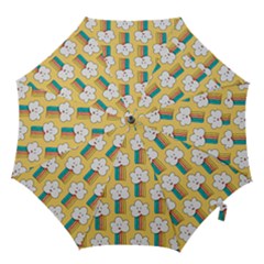 Smile Cloud Rainbow Pattern Yellow Hook Handle Umbrellas (medium) by Vaneshart