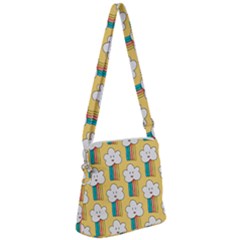 Smile Cloud Rainbow Pattern Yellow Zipper Messenger Bag by Vaneshart