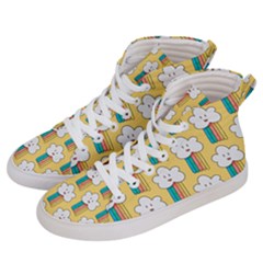 Smile Cloud Rainbow Pattern Yellow Women s Hi-top Skate Sneakers by Vaneshart