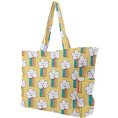 Smile Cloud Rainbow Pattern Yellow Simple Shoulder Bag by Vaneshart