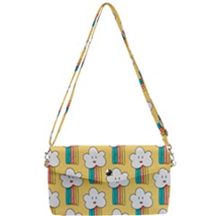 Smile Cloud Rainbow Pattern Yellow Removable Strap Clutch Bag