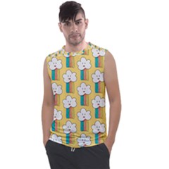 Smile Cloud Rainbow Pattern Yellow Men s Regular Tank Top