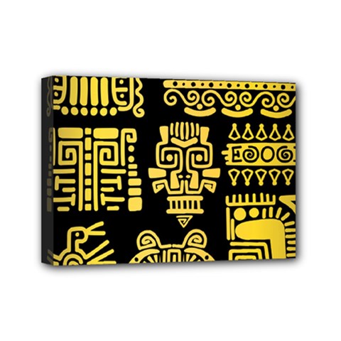 American Golden Ancient Totems Mini Canvas 7  X 5  (stretched) by Vaneshart