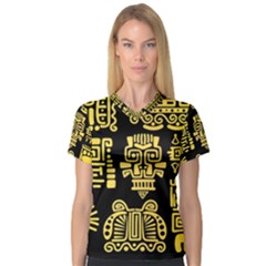 American Golden Ancient Totems V-neck Sport Mesh Tee