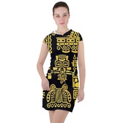 American Golden Ancient Totems Drawstring Hooded Dress by Vaneshart