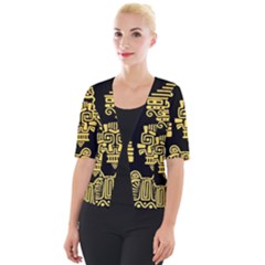 American Golden Ancient Totems Cropped Button Cardigan by Vaneshart