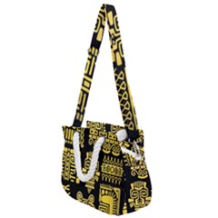 American Golden Ancient Totems Rope Handles Shoulder Strap Bag by Vaneshart