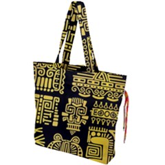 American Golden Ancient Totems Drawstring Tote Bag by Vaneshart