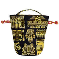 American Golden Ancient Totems Drawstring Bucket Bag by Vaneshart