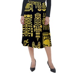 American Golden Ancient Totems Classic Velour Midi Skirt  by Vaneshart