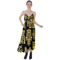 American Golden Ancient Totems Tie Back Maxi Dress by Vaneshart