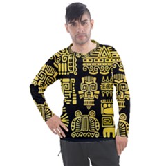 American Golden Ancient Totems Men s Pique Long Sleeve Tee