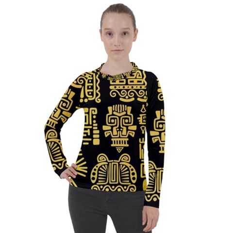 American Golden Ancient Totems Women s Pique Long Sleeve Tee by Vaneshart