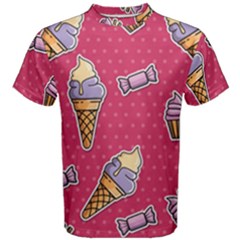 Seamless Pattern Patches With Ice Cream Men s Cotton Tee by Vaneshart