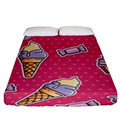 Seamless Pattern Patches With Ice Cream Fitted Sheet (king Size) by Vaneshart