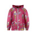 Seamless Pattern Patches With Ice Cream Kids  Zipper Hoodie View1