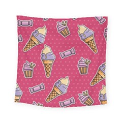 Seamless Pattern Patches With Ice Cream Square Tapestry (small)