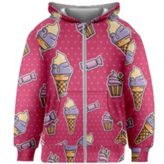 Seamless Pattern Patches With Ice Cream Kids  Zipper Hoodie Without Drawstring by Vaneshart