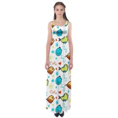 Birds Pattern Design Empire Waist Maxi Dress by Vaneshart