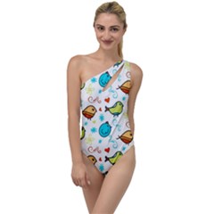 Birds Pattern Design To One Side Swimsuit by Vaneshart