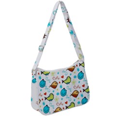 Birds Pattern Design Zip Up Shoulder Bag