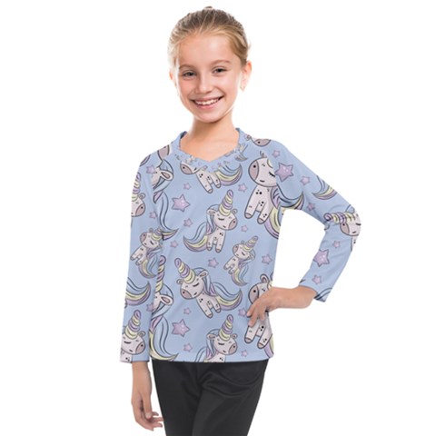 Pattern With Cute Unicorns Kids  Long Mesh Tee by Vaneshart