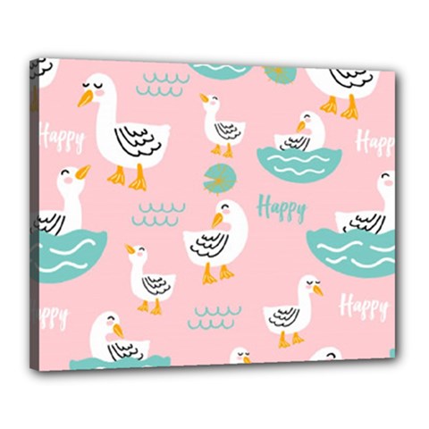 Cute Happy Duck Gift Card Design Seamless Pattern Template Canvas 20  X 16  (stretched)