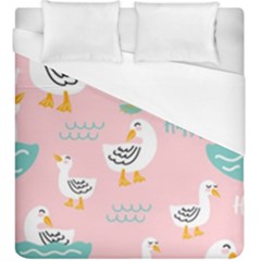 Cute Happy Duck Gift Card Design Seamless Pattern Template Duvet Cover (king Size) by Vaneshart