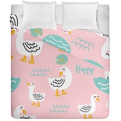 Cute Happy Duck Gift Card Design Seamless Pattern Template Duvet Cover Double Side (california King Size)