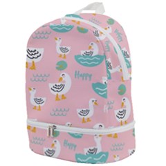 Cute Happy Duck Gift Card Design Seamless Pattern Template Zip Bottom Backpack by Vaneshart