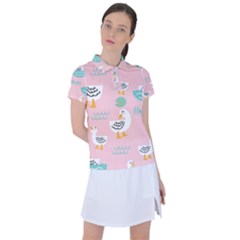 Cute Happy Duck Gift Card Design Seamless Pattern Template Women s Polo Tee