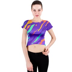 Multicolored Abstract Background Crew Neck Crop Top by Vaneshart