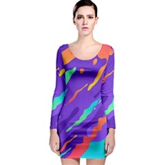 Multicolored Abstract Background Long Sleeve Bodycon Dress by Vaneshart