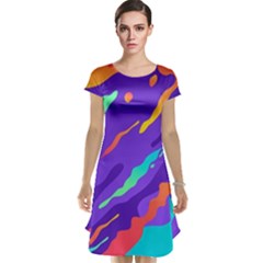 Multicolored Abstract Background Cap Sleeve Nightdress by Vaneshart