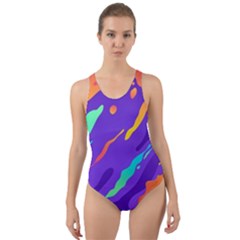 Multicolored Abstract Background Cut-out Back One Piece Swimsuit by Vaneshart