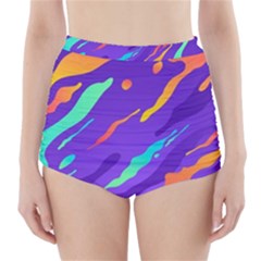 Multicolored Abstract Background High-waisted Bikini Bottoms by Vaneshart