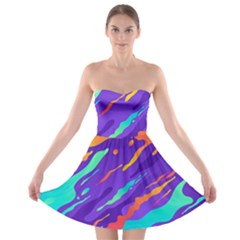 Multicolored Abstract Background Strapless Bra Top Dress by Vaneshart