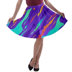 Multicolored Abstract Background A-line Skater Skirt by Vaneshart