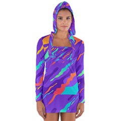 Multicolored Abstract Background Long Sleeve Hooded T-shirt by Vaneshart