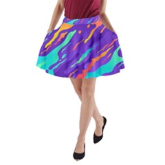 Multicolored Abstract Background A-line Pocket Skirt by Vaneshart