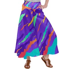 Multicolored Abstract Background Satin Palazzo Pants by Vaneshart