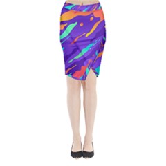 Multicolored Abstract Background Midi Wrap Pencil Skirt by Vaneshart