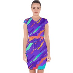 Multicolored Abstract Background Capsleeve Drawstring Dress  by Vaneshart