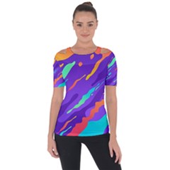 Multicolored Abstract Background Shoulder Cut Out Short Sleeve Top by Vaneshart