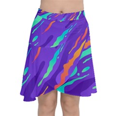 Multicolored Abstract Background Chiffon Wrap Front Skirt by Vaneshart