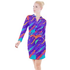 Multicolored Abstract Background Button Long Sleeve Dress by Vaneshart