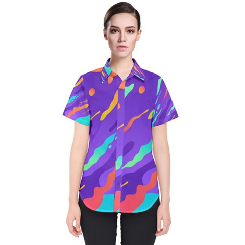 Multicolored Abstract Background Women s Short Sleeve Shirt by Vaneshart