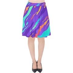 Multicolored Abstract Background Velvet High Waist Skirt by Vaneshart