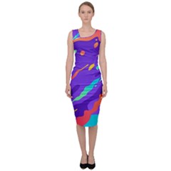 Multicolored Abstract Background Sleeveless Pencil Dress by Vaneshart